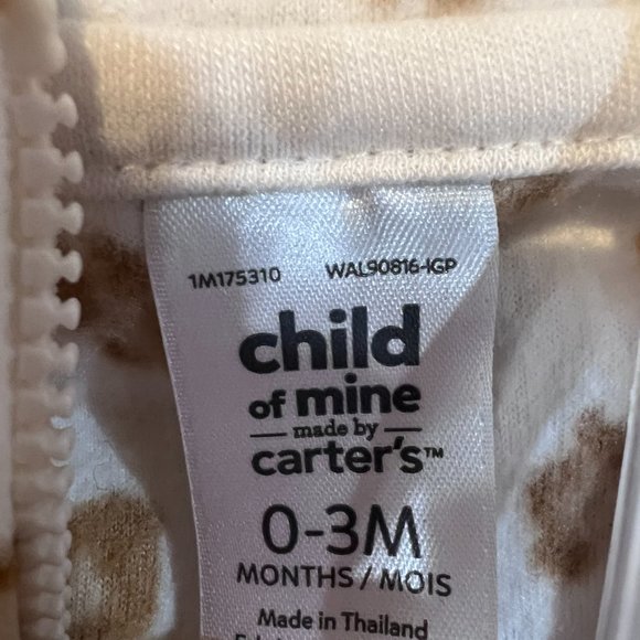 Carter's Child of Mine 2 Piece Lepard Zip up Hoodie and Matching Pants 0-3M NWOT - Picture 10 of 10